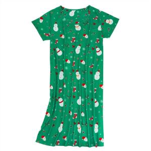 imageAmerican Trends Nightgowns for Women Cotton Night Shirts Short Sleeve Night Gown Dress Casual Pajamas Soft SleepwearSnowman on Green