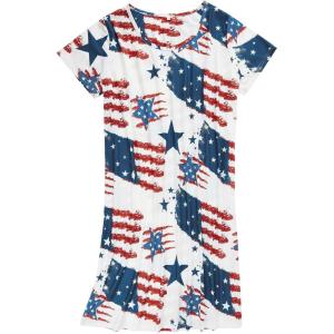 imageAmerican Trends Nightgowns for Women Cotton Night Shirts Short Sleeve Night Gown Dress Casual Pajamas Soft SleepwearStar American Flag