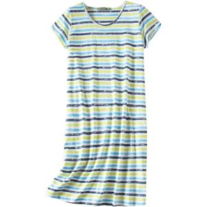 imageAmerican Trends Nightgowns for Women Cotton Night Shirts Short Sleeve Night Gown Dress Casual Pajamas Soft SleepwearStripe Blue Green