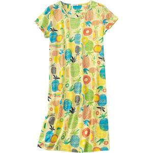 imageAmerican Trends Nightgowns for Women Cotton Night Shirts Short Sleeve Night Gown Dress Casual Pajamas Soft SleepwearYellow Pineapple