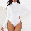 imageAmerican Trends Bodysuit for Women Body Suit Long Sleeve Bodysuit Tops Turtleneck Leotards Shapewear00 White