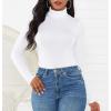 imageAmerican Trends Bodysuit for Women Body Suit Long Sleeve Bodysuit Tops Turtleneck Leotards Shapewear00 White