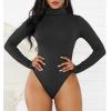 imageAmerican Trends Bodysuit for Women Body Suit Long Sleeve Bodysuit Tops Turtleneck Leotards Shapewear01 Black
