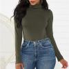 imageAmerican Trends Bodysuit for Women Body Suit Long Sleeve Bodysuit Tops Turtleneck Leotards ShapewearArmy Green
