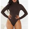 imageAmerican Trends Bodysuit for Women Body Suit Long Sleeve Bodysuit Tops Turtleneck Leotards ShapewearCoffee