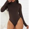 imageAmerican Trends Bodysuit for Women Body Suit Long Sleeve Bodysuit Tops Turtleneck Leotards ShapewearCoffee