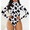 imageAmerican Trends Bodysuit for Women Body Suit Long Sleeve Bodysuit Tops Turtleneck Leotards ShapewearCow Print