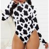 imageAmerican Trends Bodysuit for Women Body Suit Long Sleeve Bodysuit Tops Turtleneck Leotards ShapewearCow Print