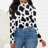 imageAmerican Trends Bodysuit for Women Body Suit Long Sleeve Bodysuit Tops Turtleneck Leotards ShapewearCow Print