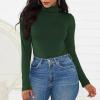imageAmerican Trends Bodysuit for Women Body Suit Long Sleeve Bodysuit Tops Turtleneck Leotards ShapewearDark Green