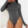 imageAmerican Trends Bodysuit for Women Body Suit Long Sleeve Bodysuit Tops Turtleneck Leotards ShapewearDark Grey