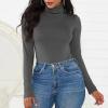 imageAmerican Trends Bodysuit for Women Body Suit Long Sleeve Bodysuit Tops Turtleneck Leotards ShapewearDark Grey
