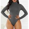 imageAmerican Trends Bodysuit for Women Body Suit Long Sleeve Bodysuit Tops Turtleneck Leotards ShapewearDark Grey