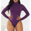 imageAmerican Trends Bodysuit for Women Body Suit Long Sleeve Bodysuit Tops Turtleneck Leotards ShapewearFuchsia