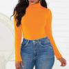 imageAmerican Trends Bodysuit for Women Body Suit Long Sleeve Bodysuit Tops Turtleneck Leotards ShapewearOrange