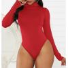 imageAmerican Trends Bodysuit for Women Body Suit Long Sleeve Bodysuit Tops Turtleneck Leotards ShapewearRed