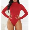 imageAmerican Trends Bodysuit for Women Body Suit Long Sleeve Bodysuit Tops Turtleneck Leotards ShapewearRed