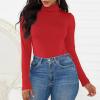 imageAmerican Trends Bodysuit for Women Body Suit Long Sleeve Bodysuit Tops Turtleneck Leotards ShapewearRed