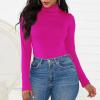 imageAmerican Trends Bodysuit for Women Body Suit Long Sleeve Bodysuit Tops Turtleneck Leotards ShapewearRose Red