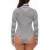 imageAmerican Trends Bodysuit for Women Body Suit Long Sleeve Bodysuit Tops Turtleneck Leotards ShapewearZ Black White Stripes