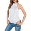 imageAmerican Trends Womens Fringe Trim Sleeveless Cami Body Suits Concert Outfits Halter Bodysuit Tank Top Disco Outfit02 White