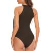 imageAmerican Trends Womens Fringe Trim Sleeveless Cami Body Suits Concert Outfits Halter Bodysuit Tank Top Disco OutfitDeep Coffee