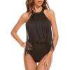 imageAmerican Trends Womens Fringe Trim Sleeveless Cami Body Suits Concert Outfits Halter Bodysuit Tank Top Disco OutfitDeep Coffee