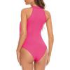 imageAmerican Trends Womens Fringe Trim Sleeveless Cami Body Suits Concert Outfits Halter Bodysuit Tank Top Disco OutfitHot Pink
