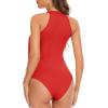 imageAmerican Trends Womens Fringe Trim Sleeveless Cami Body Suits Concert Outfits Halter Bodysuit Tank Top Disco OutfitRed