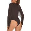 imageAmerican Trends Womens Fringe Trim V Neck Long Sleeve Bodysuit Top Body Suit Concert Cowgirl Disco Outfits Leotard JumpsuitDark Coffee