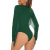 imageAmerican Trends Womens Fringe Trim V Neck Long Sleeve Bodysuit Top Body Suit Concert Cowgirl Disco Outfits Leotard JumpsuitDark Green