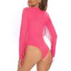 imageAmerican Trends Womens Fringe Trim V Neck Long Sleeve Bodysuit Top Body Suit Concert Cowgirl Disco Outfits Leotard JumpsuitPink