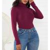imageAmerican Trends Womens Shapewear Bodysuit Black Long Sleeve Turtleneck Bodysuit for Women Shapewear Bodysuit JumpsuitBurgundy