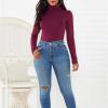 imageAmerican Trends Womens Shapewear Bodysuit Black Long Sleeve Turtleneck Bodysuit for Women Shapewear Bodysuit JumpsuitBurgundy