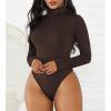 imageAmerican Trends Womens Shapewear Bodysuit Black Long Sleeve Turtleneck Bodysuit for Women Shapewear Bodysuit JumpsuitCoffee