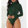 imageAmerican Trends Womens Shapewear Bodysuit Black Long Sleeve Turtleneck Bodysuit for Women Shapewear Bodysuit JumpsuitDark Green