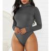imageAmerican Trends Womens Shapewear Bodysuit Black Long Sleeve Turtleneck Bodysuit for Women Shapewear Bodysuit JumpsuitDark Grey
