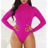 imageAmerican Trends Womens Shapewear Bodysuit Black Long Sleeve Turtleneck Bodysuit for Women Shapewear Bodysuit JumpsuitRose Red