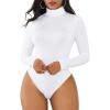 imageAmerican Trends Bodysuit for Women Body Suit Long Sleeve Bodysuit Tops Turtleneck Leotards Shapewear00 White