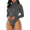 imageAmerican Trends Bodysuit for Women Body Suit Long Sleeve Bodysuit Tops Turtleneck Leotards ShapewearDark Grey