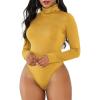 imageAmerican Trends Womens Shapewear Bodysuit Black Long Sleeve Turtleneck Bodysuit for Women Shapewear Bodysuit JumpsuitYellow