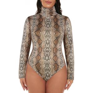 imageAmerican Trends Bodysuit for Women Body Suit Long Sleeve Bodysuit Tops Turtleneck Leotards ShapewearSerpentine