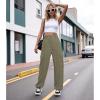 imageAmerican Trends Cargo Pants Women Baggy Pants Y2K Parachute Pants with Multiple Pockets Trendy Lightweight Pants for WomanArmy Green