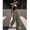 imageAmerican Trends Cargo Pants Women Baggy Pants Y2K Parachute Pants with Multiple Pockets Trendy Lightweight Pants for WomanArmy Green