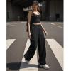 imageAmerican Trends Cargo Pants Women Baggy Pants Y2K Parachute Pants with Multiple Pockets Trendy Lightweight Pants for WomanBlack