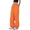 imageAmerican Trends Cargo Pants Women Baggy Pants Y2K Parachute Pants with Multiple Pockets Trendy Lightweight Pants for WomanOrange