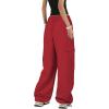 imageAmerican Trends Cargo Pants Women Baggy Pants Y2K Parachute Pants with Multiple Pockets Trendy Lightweight Pants for WomanRed
