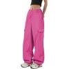 imageAmerican Trends Cargo Pants Women Baggy Pants Y2K Parachute Pants with Multiple Pockets Trendy Lightweight Pants for WomanRose Red