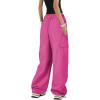 imageAmerican Trends Cargo Pants Women Baggy Pants Y2K Parachute Pants with Multiple Pockets Trendy Lightweight Pants for WomanRose Red