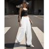 imageAmerican Trends Cargo Pants Women Baggy Pants Y2K Parachute Pants with Multiple Pockets Trendy Lightweight Pants for WomanWhite